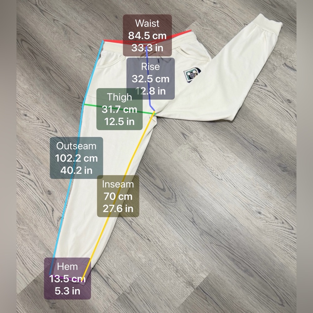 Disney World Sweatpants  Joggers Stitched D Multicolor Logo Size L Cream NEW - Picture 5 of 7